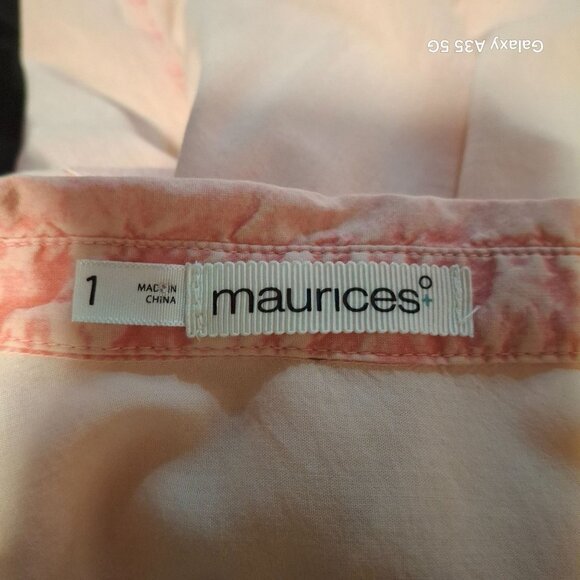 Maurices Womens Button-Down Distressed Faded Lightweight Peach Shirt Size 1 Lg - Picture 8 of 10